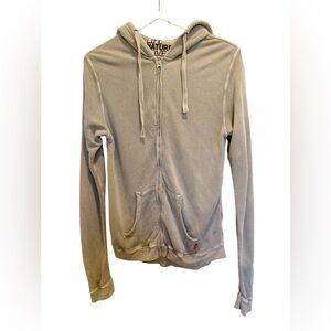 FREECITY SuperFluff Lux Zip Hoodie Sweatshirt in Khaki Green size 2